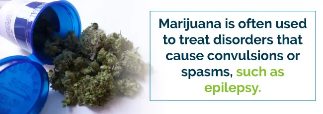 Marijuana is often used to treat disorders that cause convulsions or spasms, such as epilepsy.