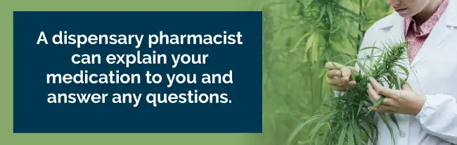 A dispensary pharmacist can explain your medication to you and answer any questions