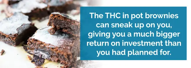 The THC in pot brownies can sneak up on you, giving you a much bigger return on investment than you had planned for