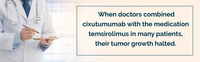 combining cixutumumab and temsirolimus in patients halted tumor growth