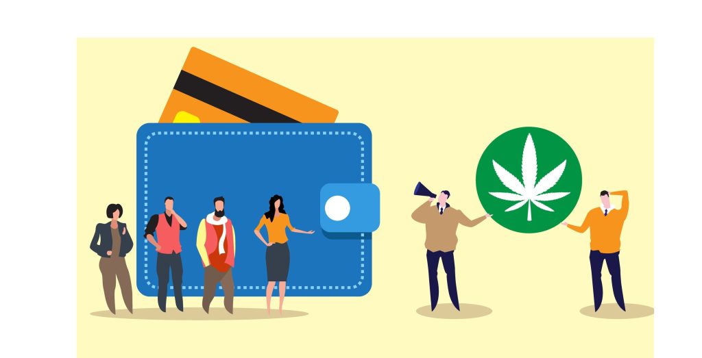 animated wallet and medical marijuana symbol