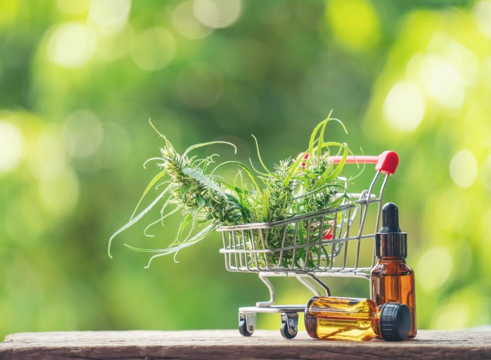 cannabis concentrates in a shopping cart